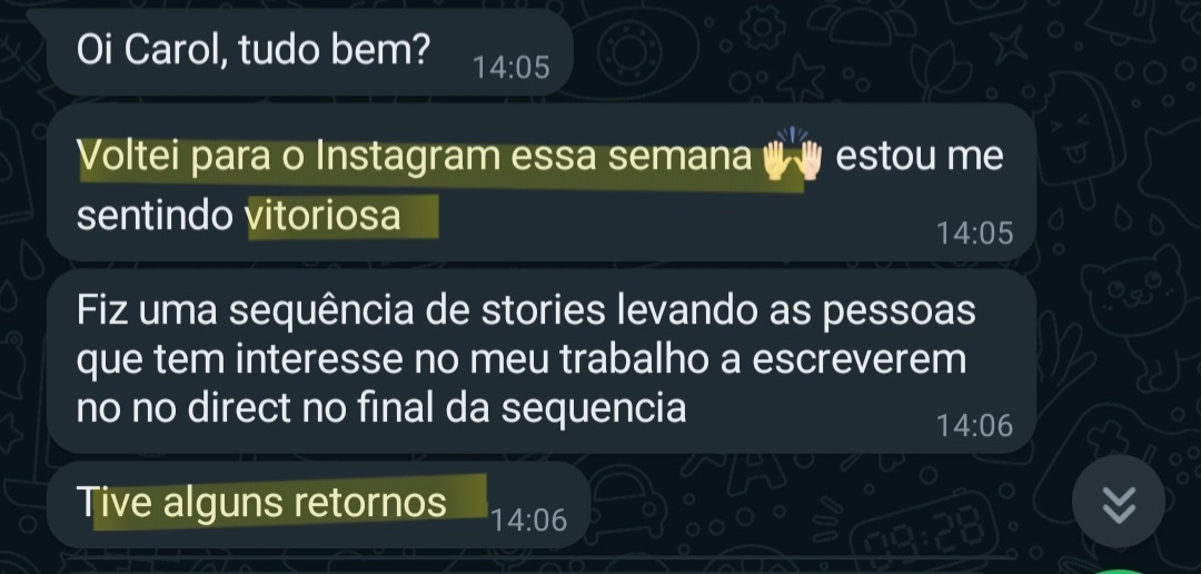 desbloqueio Nati de vokta instagram